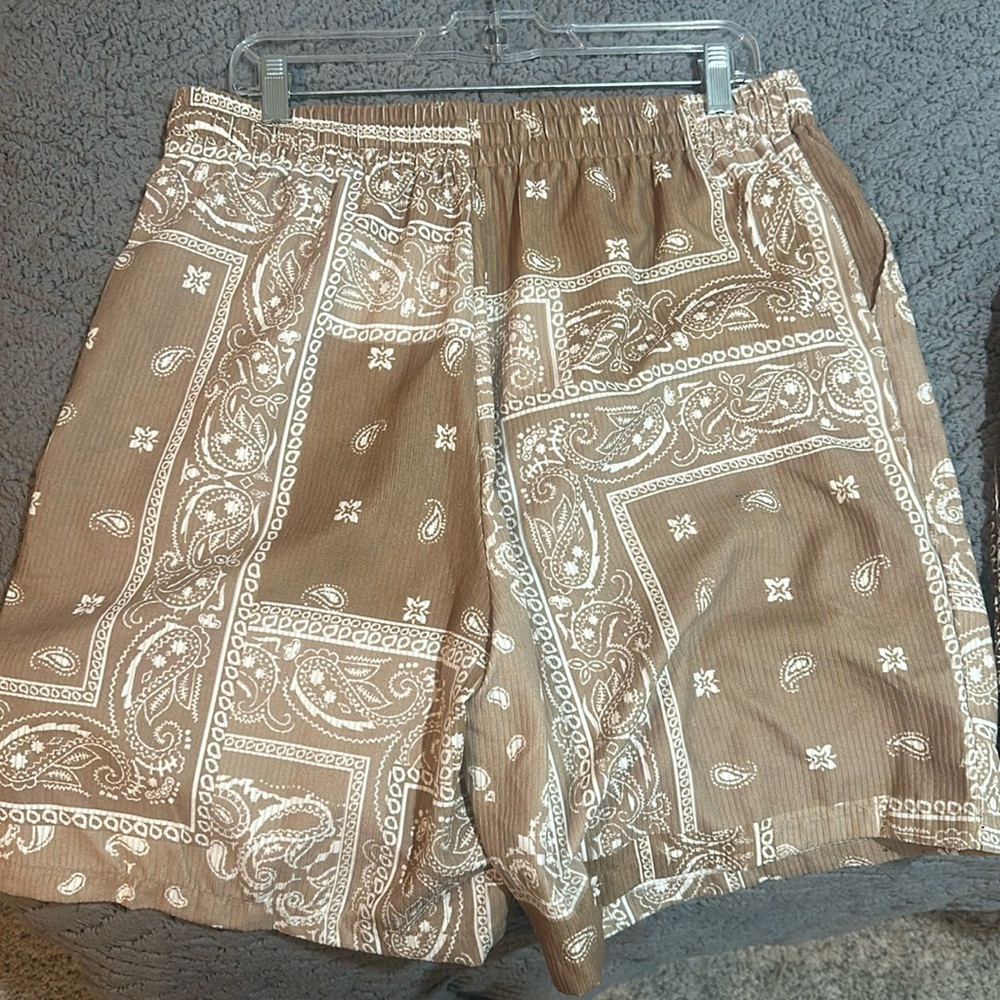Bandana print shorts.